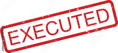 A vibrant red executed rubber stamp signifies that a task or order has been officially completed