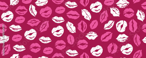 Romantic seamless pattern for Vantine day with woman lips