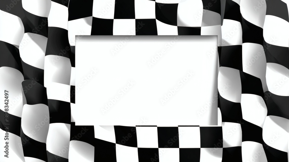 Obraz premium Black and White Checkered Flag Pattern Background with Empty Space