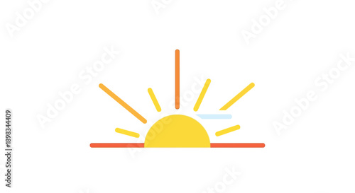 Minimalist Stylized Sunrise Horizon Icon on isolated white background