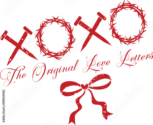The Original Love Letters XOXO  Svg, Valentine Bow Svg, Jesus Valentine Svg