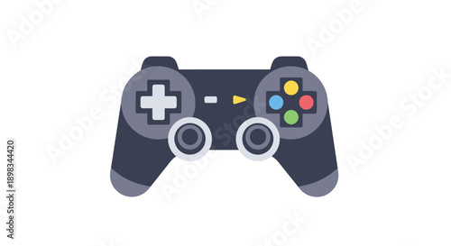 Modern Black Video Game Controller Illustration on isolated white background