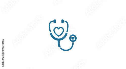 Stethoscope with Heart Shape Medical Logo on isolated white background