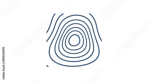 Abstract fingerprint or topographic contour lines icon, security and identity, isolated white background