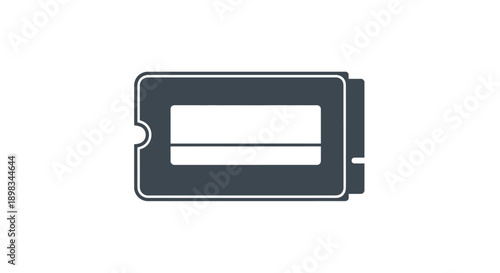 Gray movie ticket icon for cinema and entertainment, isolated white background