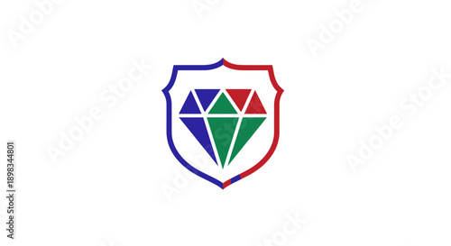 Free Download Shield with Red Blue Green Diamonds for Security and Protection in Isolated White Background - GFXLoad