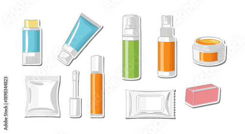 Set of cosmetic and hygiene product containers