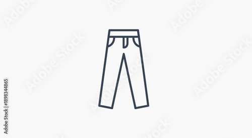 Simple outline icon of jeans pants, representing casual fashion and clothing on an isolated white background.