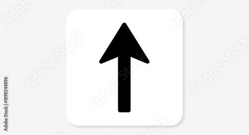 Black up arrow icon in a soft grey square button, indicating upload, scroll up, or positive progression on an isolated white background.