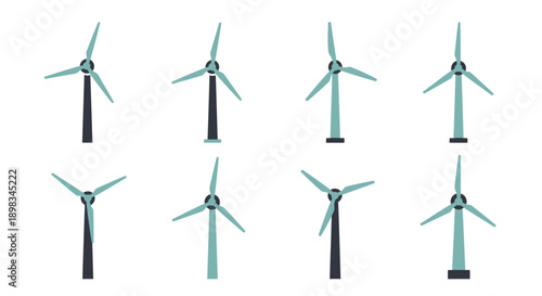 Illustrated depiction of windmills, representing sustainable energy and renewable resources.