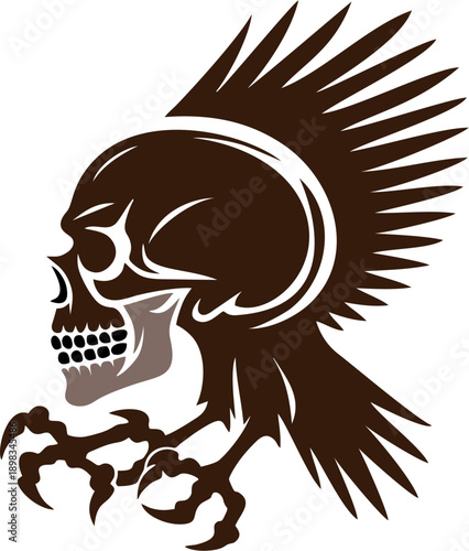 Mohawk Skull Tattoo Silhouett...