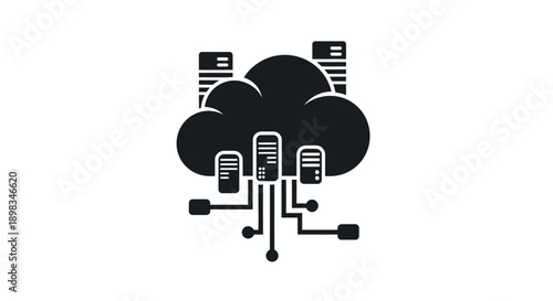 Cloud data server visualization, hosting concept, technology, modern network architecture