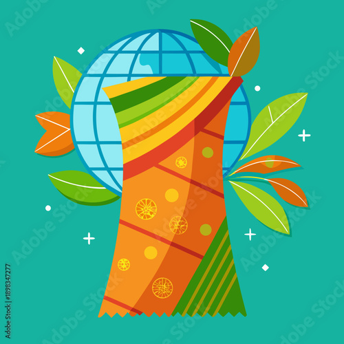 Colorful Sarong with Global and Nature Elements