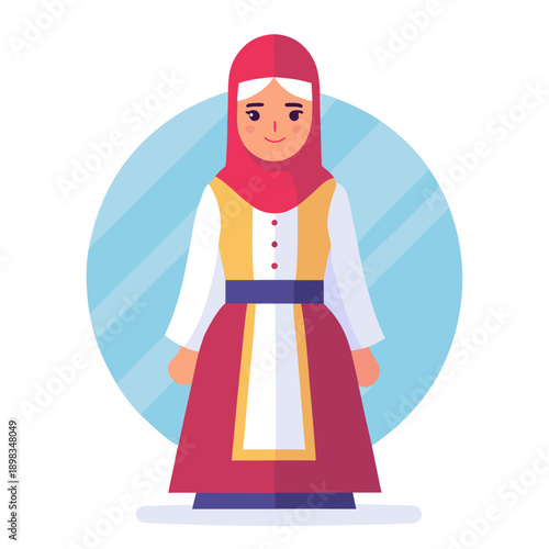 Albanian Woman in Traditional Costume Celebrating