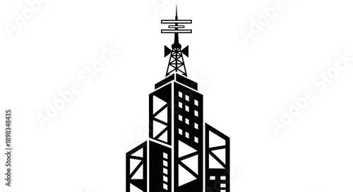 Industrial Building with Radio Tower.