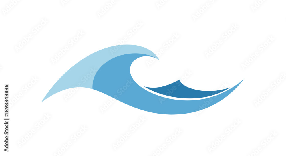 Fototapeta premium Abstract illustration of a stylized wave in shades of blue on a white background