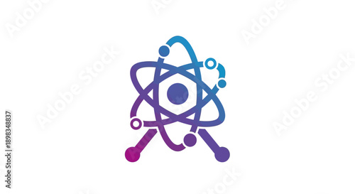 Abstract illustration of atomic structure with a gradient color scheme, ideal for scientific