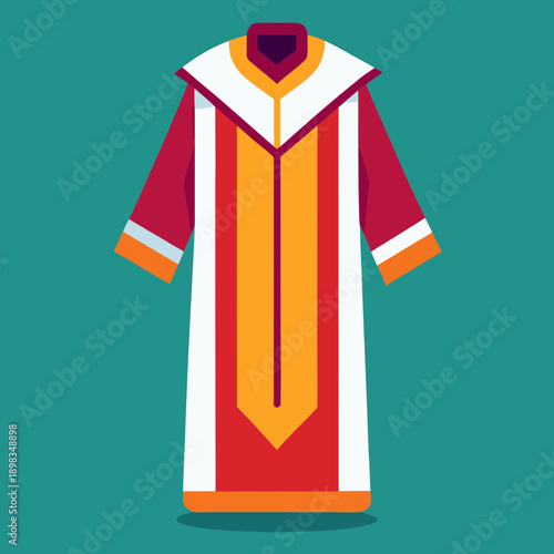 Traditional Moroccan Djellaba Robe with Colorful Accents