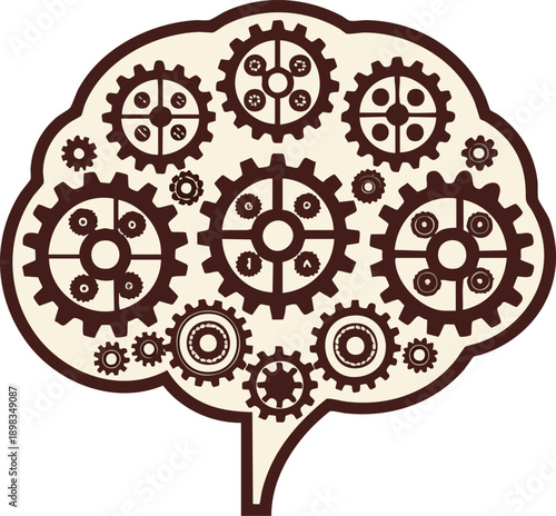 Mechanical Mind: An intricately designed depiction of the human mind, ingeniously rendered with a network of interlocking gears.