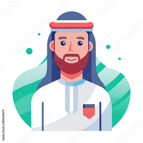 Saudi Man in Traditional Thobe and Ghutra