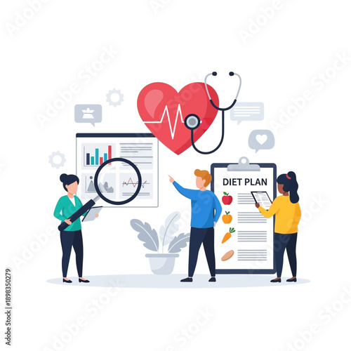 Healthy Lifestyle Concept: Diet Plan, Heart Health, Medical Analysis & Teamwork