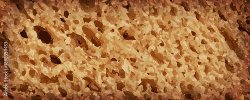 Bread slice macro texture, baked dough pattern. Brown bread loaf cut close up, wheat toast slice