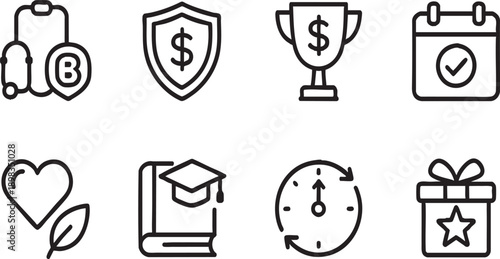 Employee Benefits and Corporate Welfare Icon Set