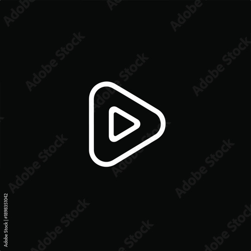 A white outlined play button on a black background Free Download A white outlined play button on a black background - GFXLoad