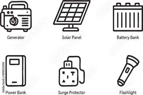 Essential Emergency Power and Blackout Backup Icons