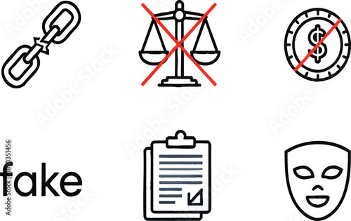 Fake News and Deception Outline Icon Collection
