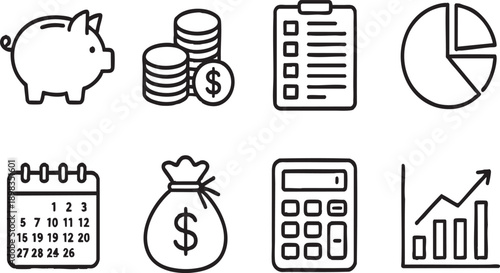 Financial Budgeting and Money Management Icon Set