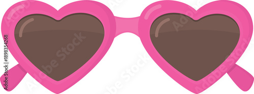 Playful sunglasses with heart‑shaped pink frame. Cute fashion accessory isolated on white