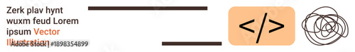 Software development, coding challenges, debugging, problem-solving, error visualization, programming concepts. Code tag with a tangled line complexity. Debugging and coding challenges concept