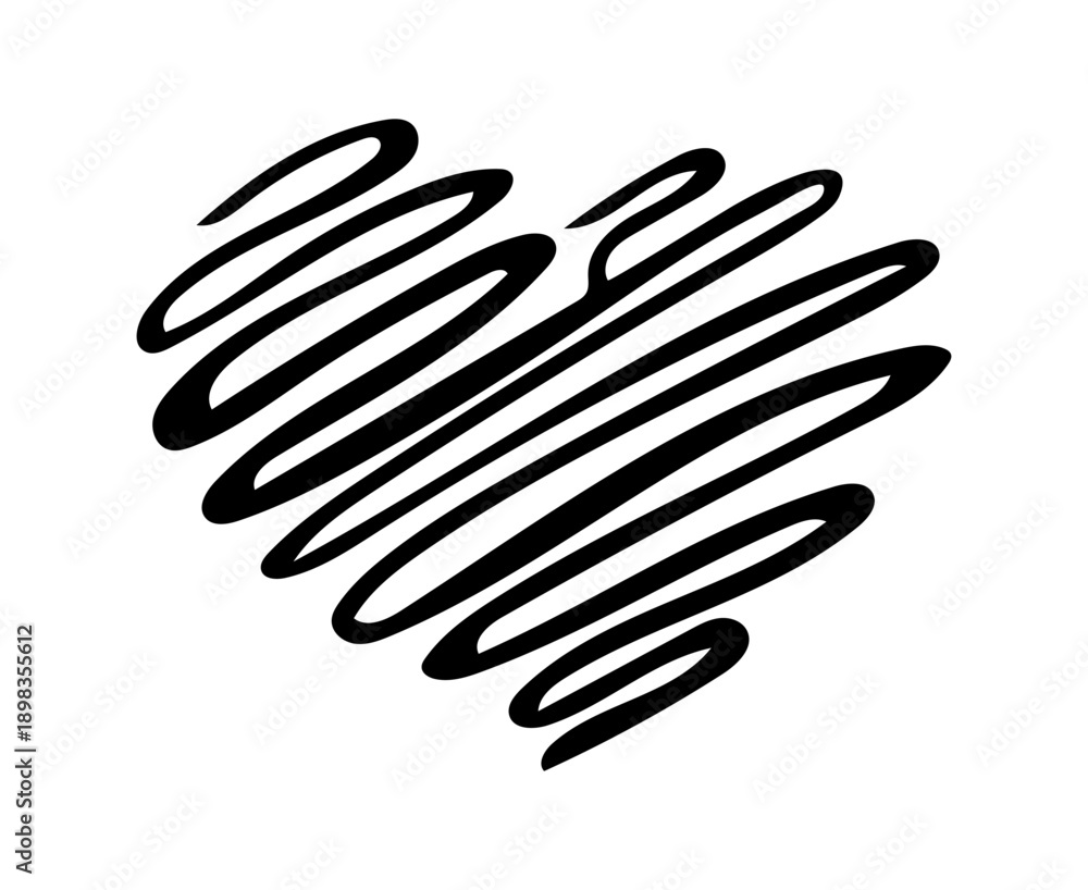 Fototapeta premium Hand Drawn Abstract Heart Scribble Minimal Love Illustration