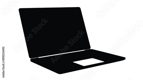 A black laptop shown in a striking minimalist silhouette