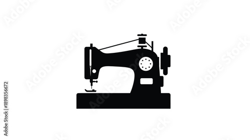 Vintage sewing machine in stark black a striking silhouette