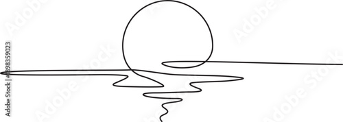 Continuous one-line drawing of the rising sun 