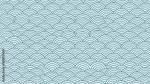 Traditional blue Japanese wave pattern creates a seamless and elegant repetitive design ideal for cultural background themes.