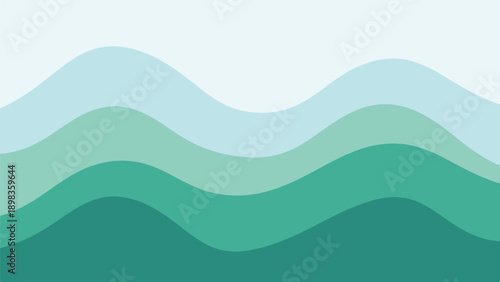 Abstract ocean illustration, blue-green waves of varying shades