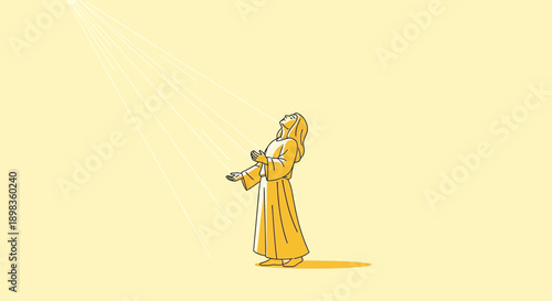 A Spiritual Moment Person Bathed In Divine Light From Above