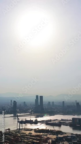 Izmir City from Above, Vertical Aerial Drone Footage in Turkey