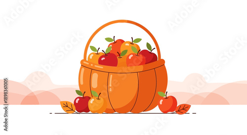 Abundant Autumn Harvest Apples In A Basket Seasonal Delight