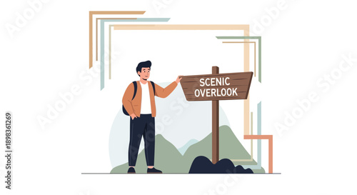 Adventure Seeker Discovering Scenic Overlook Destination
