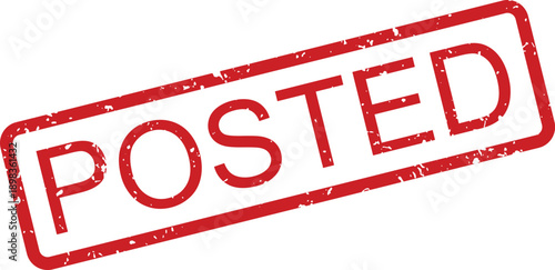 A vibrant red rubber stamp with the word POSTED diagonally marks a clean white surface