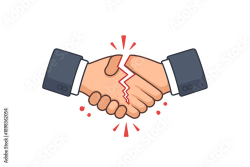 Broken handshake symbolizing failed business deal or disagreement