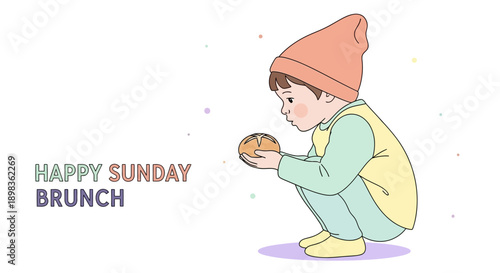 Adorable Child With Bread Awaiting Sunday Brunch Celebration
