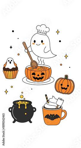 Adorable Halloween Characters Conjuring Spooky Treats and Brews For Festive Celebrations