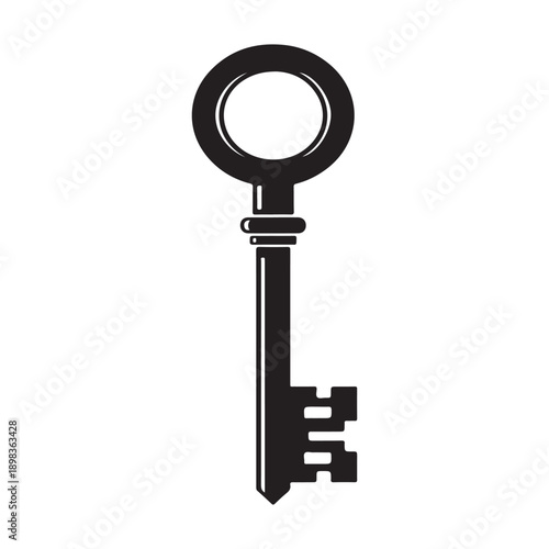 Black key silhouette on white background isolated object