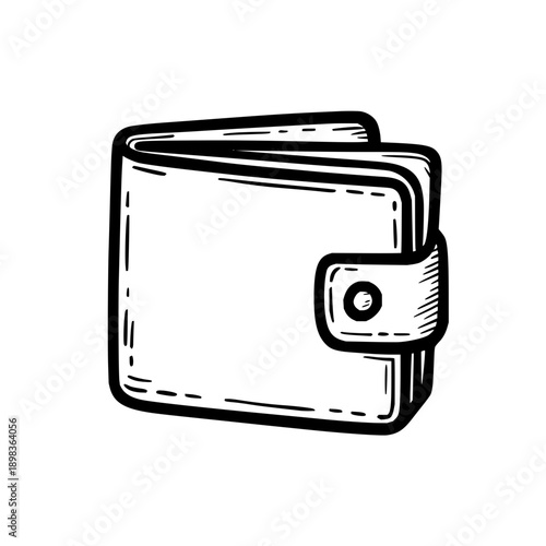 Black Wallet with Snap Closure Isolated on White Background