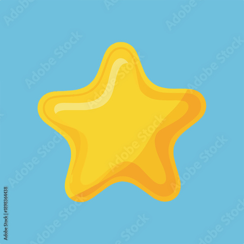 A vibrant yellow star, outlined with shaded layers, on a light blue background